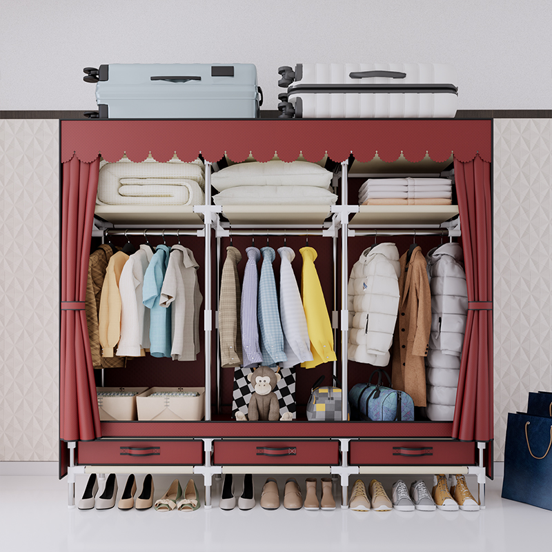 Wardrobe Closet Portable Fabric Cover - Armoire portable pour vêtements, cadre en