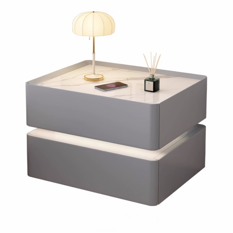 Solid Wood Nightstand 2 Drawers - Table de chevet intelligente en bois