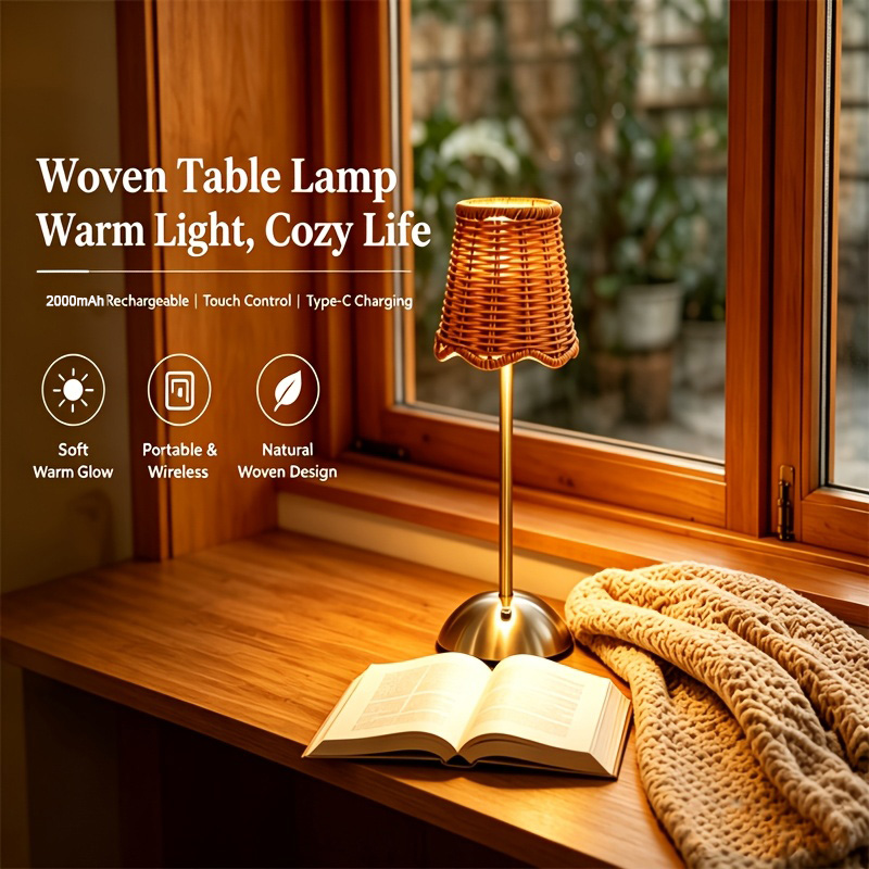 Bedroom Furniture - Lampe de table artistique en rotin