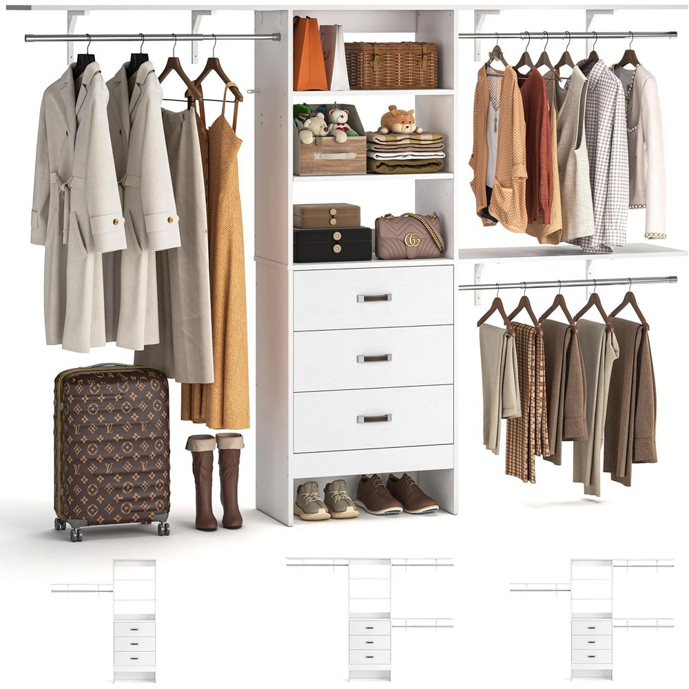 Bedroom Furniture - Système de rangement mural 8T, organisateur
