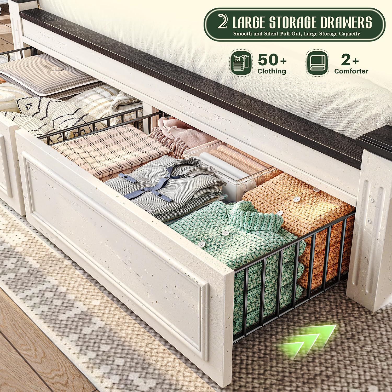 King Size Bed Frame With Storage Drawers - Cadre de lit King Size avec