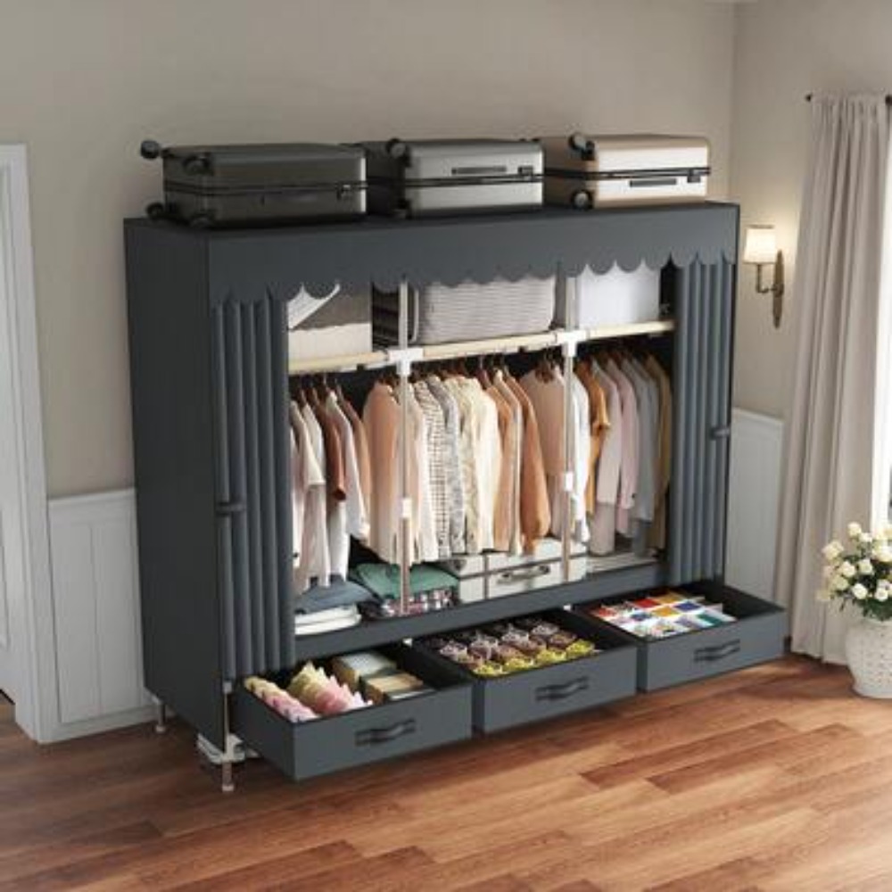 Wardrobe Closet Portable Fabric Cover - Armoire portable, cadre en acier robuste