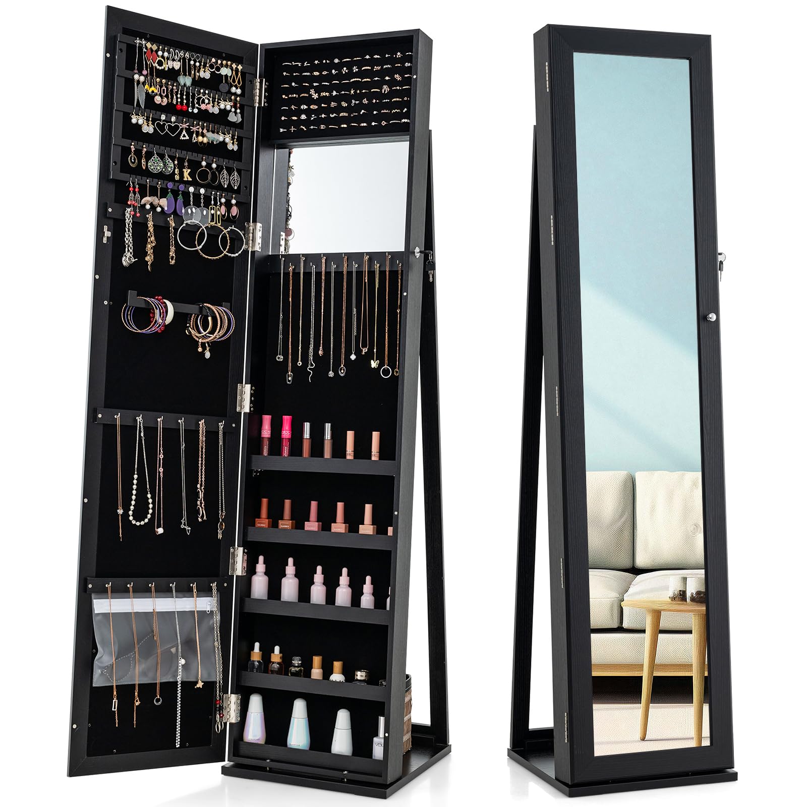 Full Length Mirror Jewelry Armoire - Armoire à bijoux avec miroir de