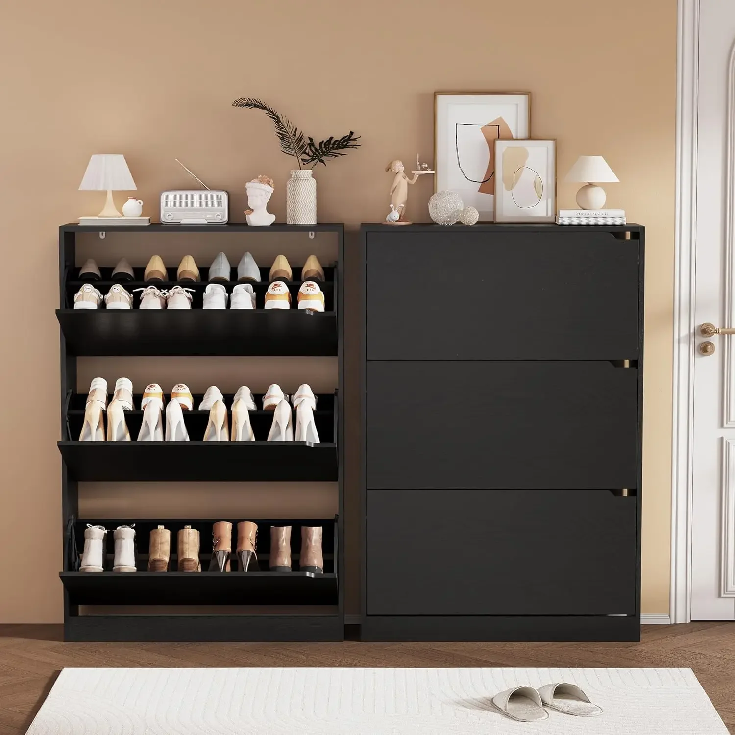 Shoe Rack Cabinet Narrow Entryway - Meuble de rangement pour chaussures, organisateur