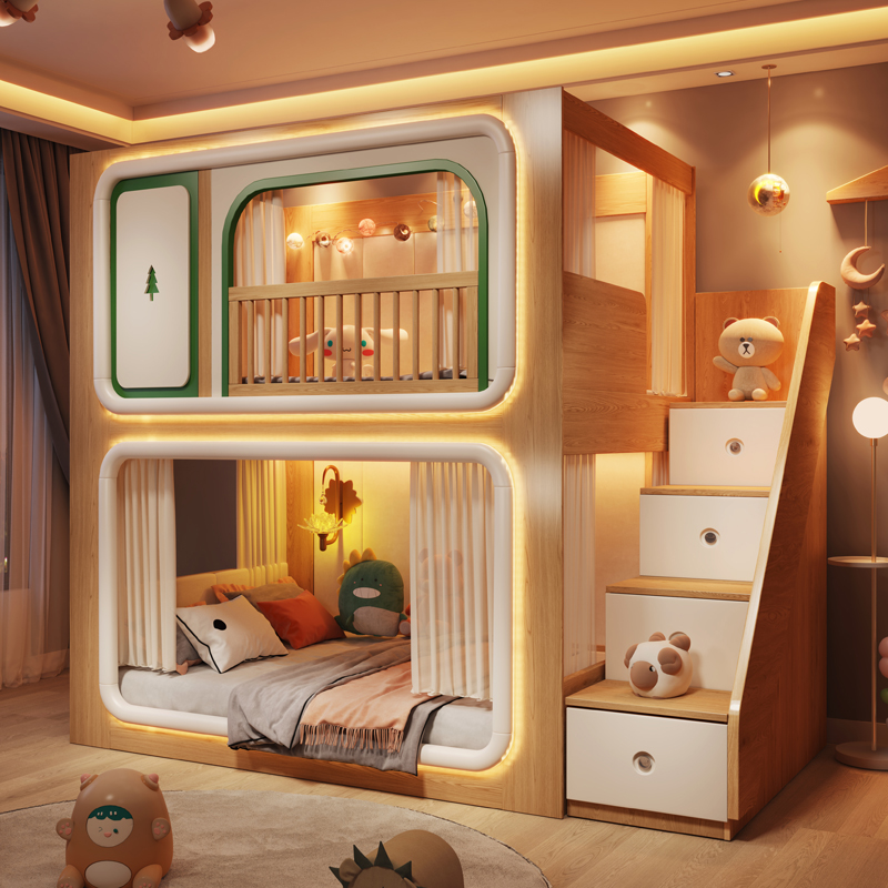 Bunk Bed With Stairs And Slide - Loft Double étage enfants lits en
