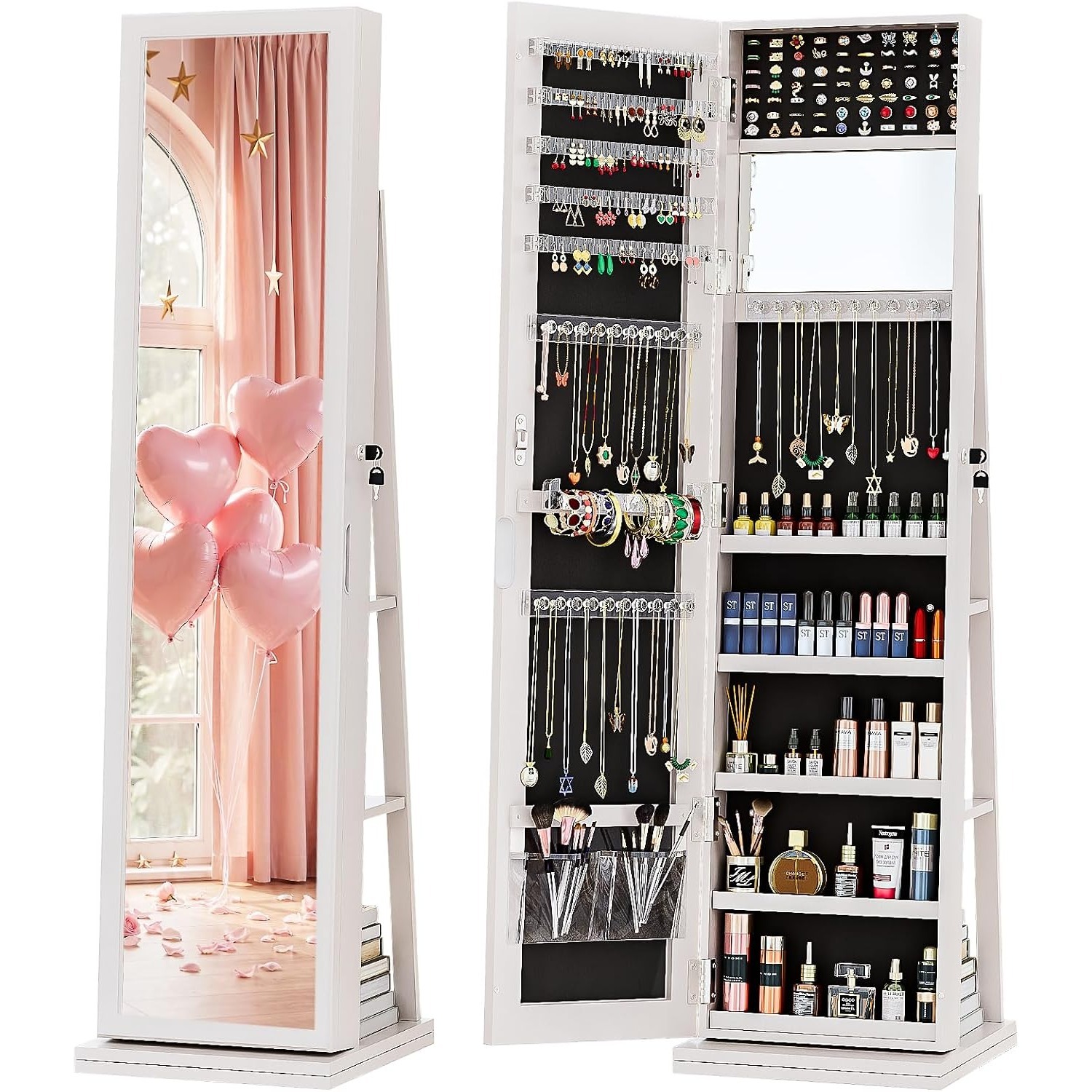 Full Length Mirror Jewelry Armoire - Armoire à bijoux 4-en-1, armoire à