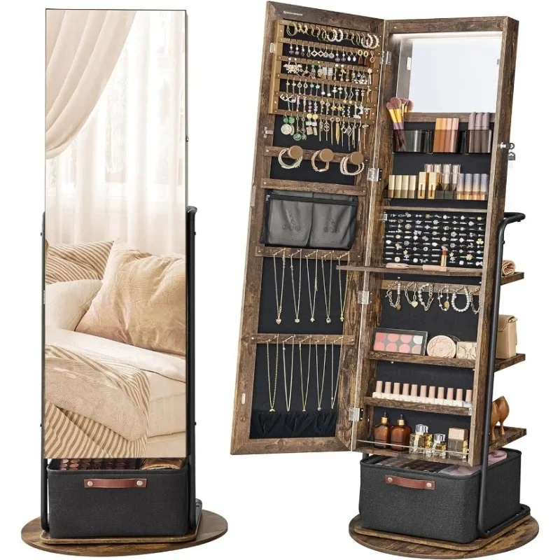 Full Length Mirror Jewelry Armoire - l 360 ° Armoire à bijoux