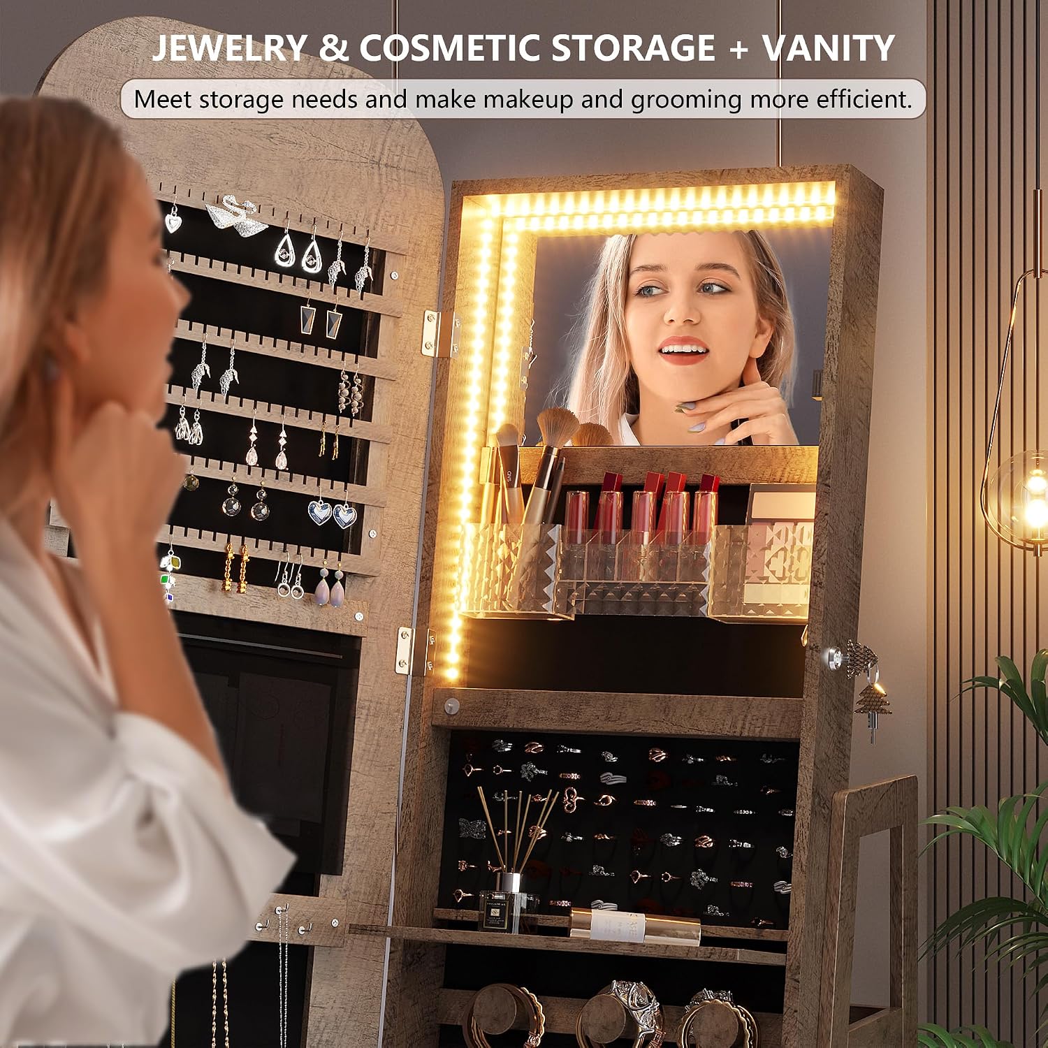 Organiseur de bijoux pivotant  - Full Length Mirror Jewelry Armoire avis et prix