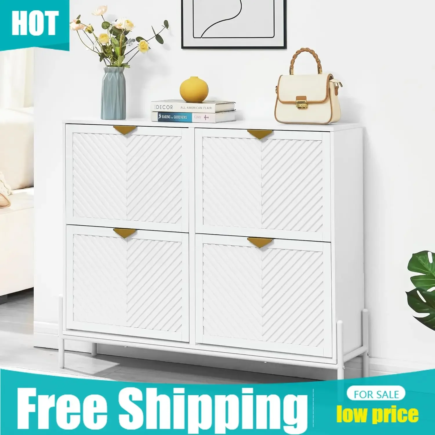 Meuble de rangement pour chaus - Shoe Rack Cabinet Narrow Entryway avis et prix