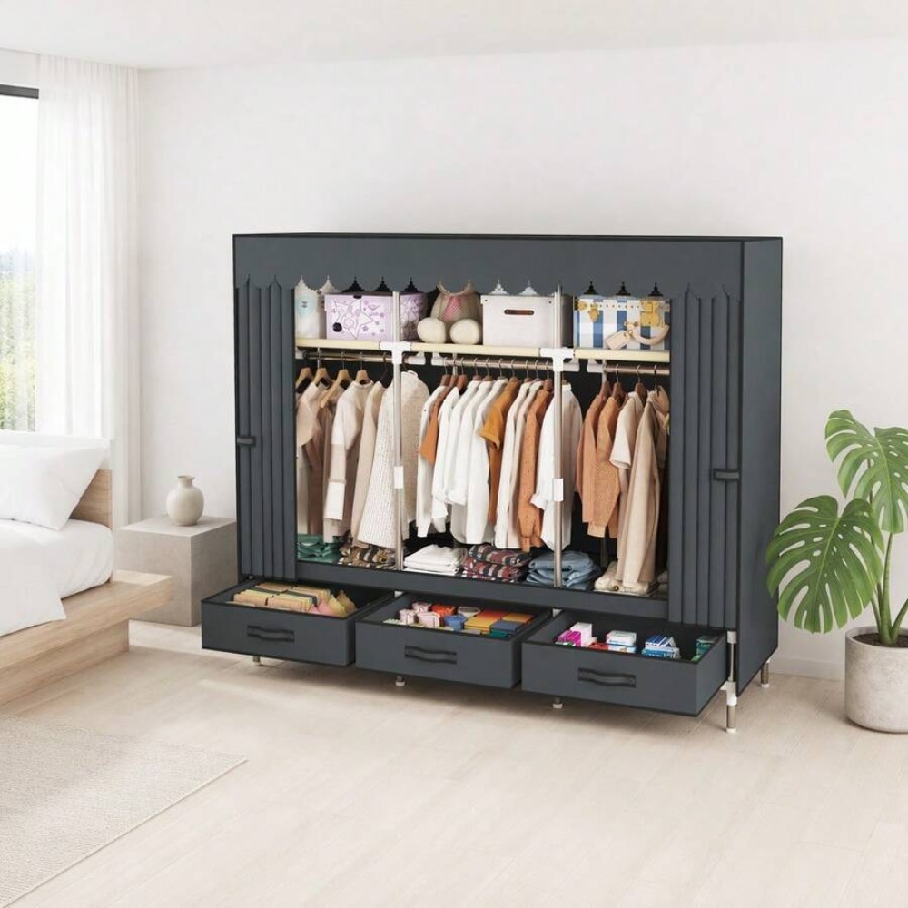 Armoire portable avec cadre en - Wardrobe Closet Portable Fabric Cover avis et prix