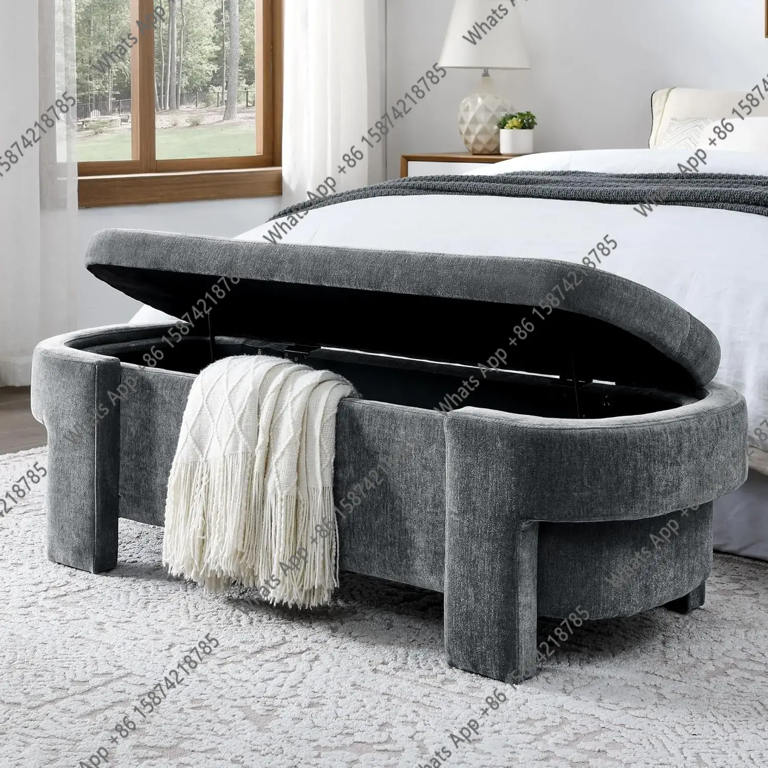 Banc de rangement ovale surdim - Bedroom Furniture avis et prix