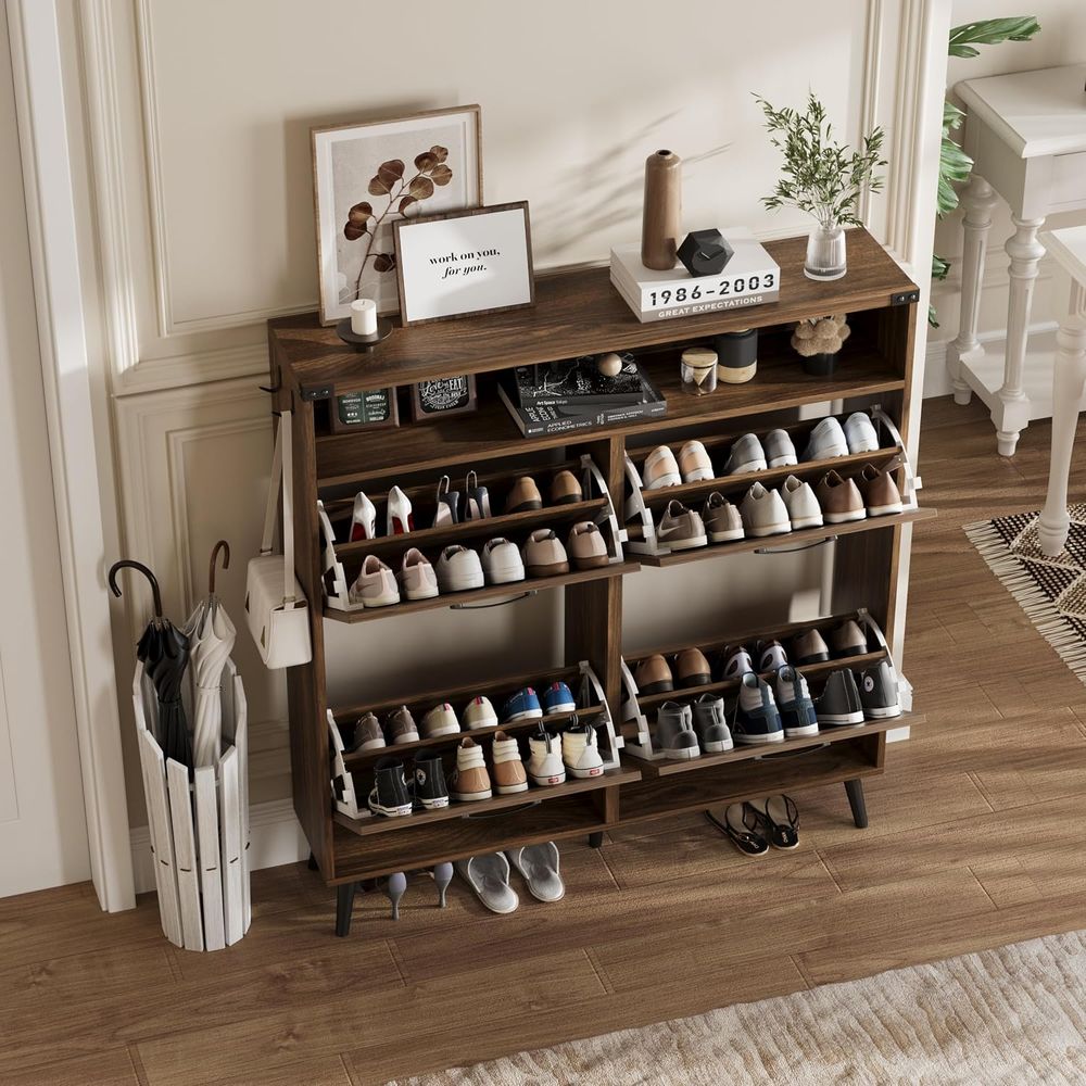 Meuble à chaussures avec 4 tir - Shoe Rack Cabinet Narrow Entryway avis et prix