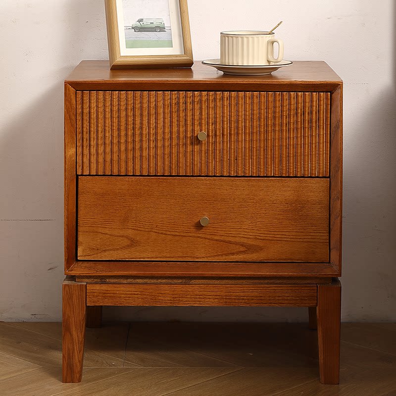 Tables de chevet rétro en bois - Solid Wood Nightstand 2 Drawers avis et prix