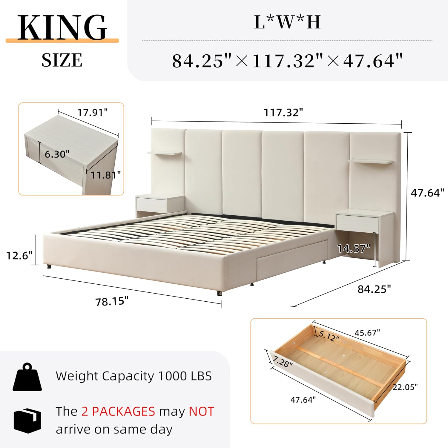 Cadre de lit king size avec ra - King Size Bed Frame With Storage Drawers avis et prix