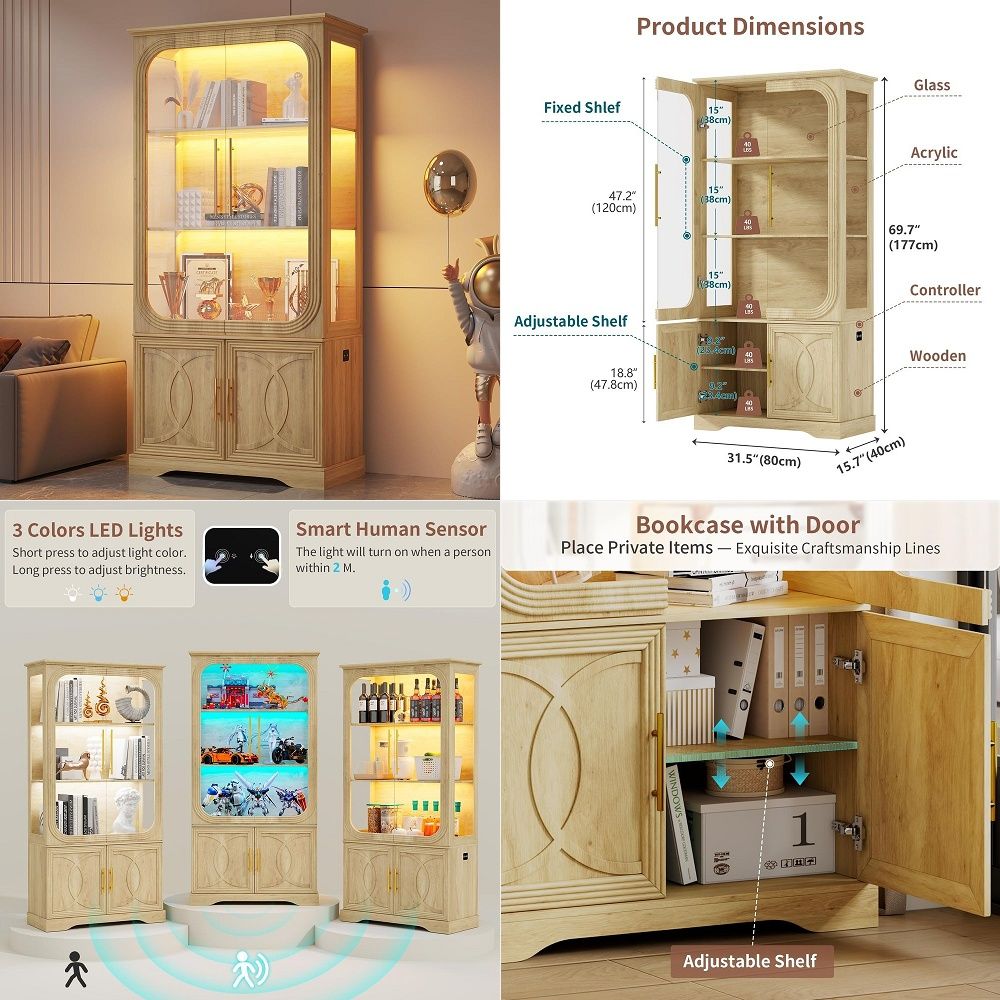 Vitrine avec portes en verre e - Storage avis et prix