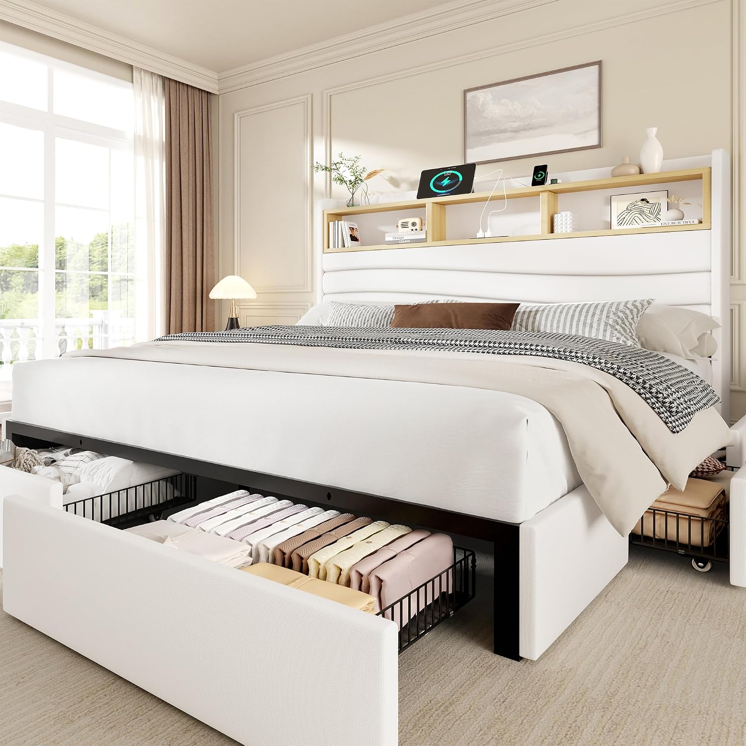 Cadre de lit king size avec 6  - King Size Bed Frame With Storage Drawers avis et prix