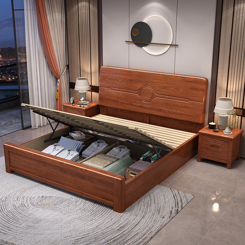 Lit en bois massif noyer, simp - Gas Lift Storage Bed Hydraulic avis et prix