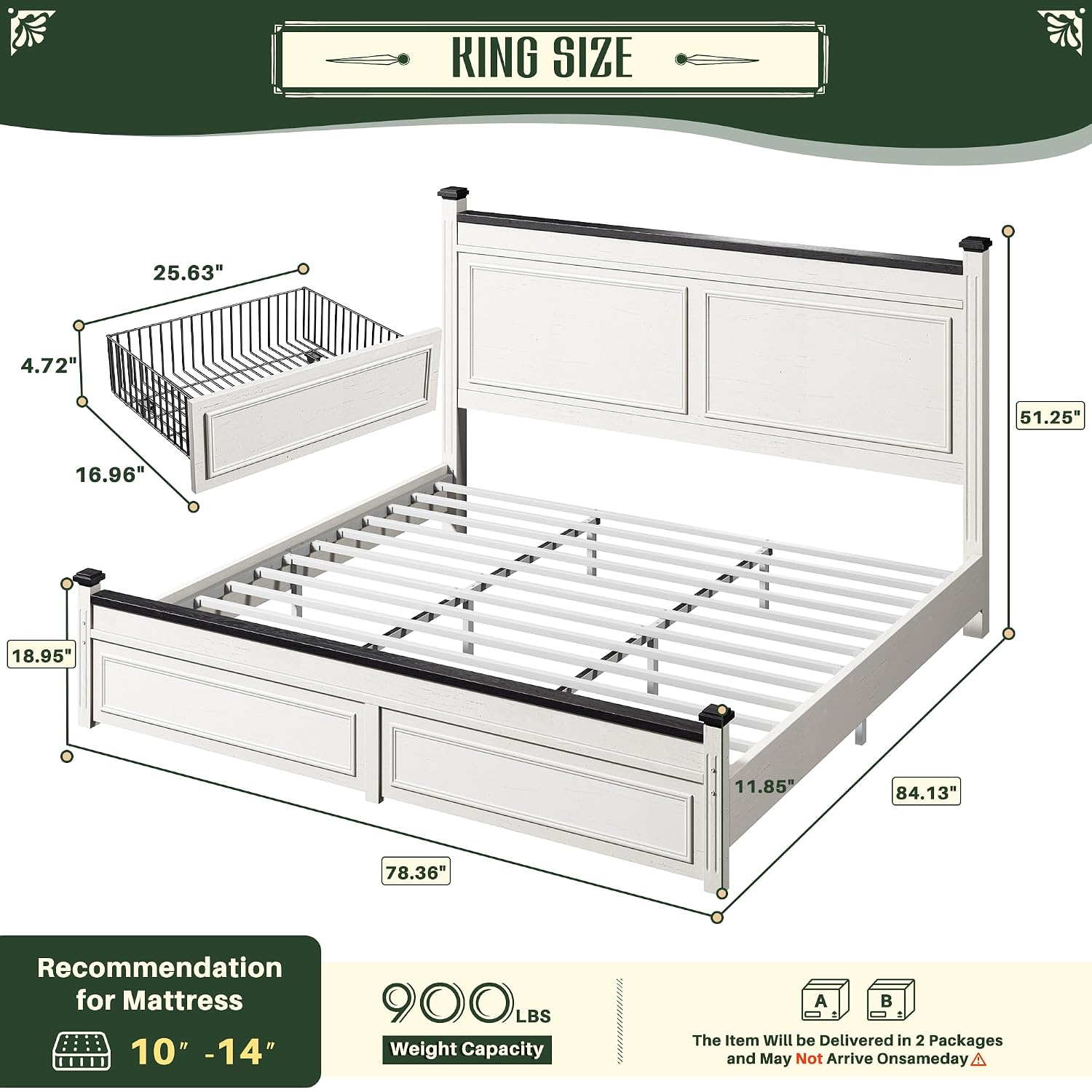 Cadre de lit King Size avec tê - King Size Bed Frame With Storage Drawers avis et prix