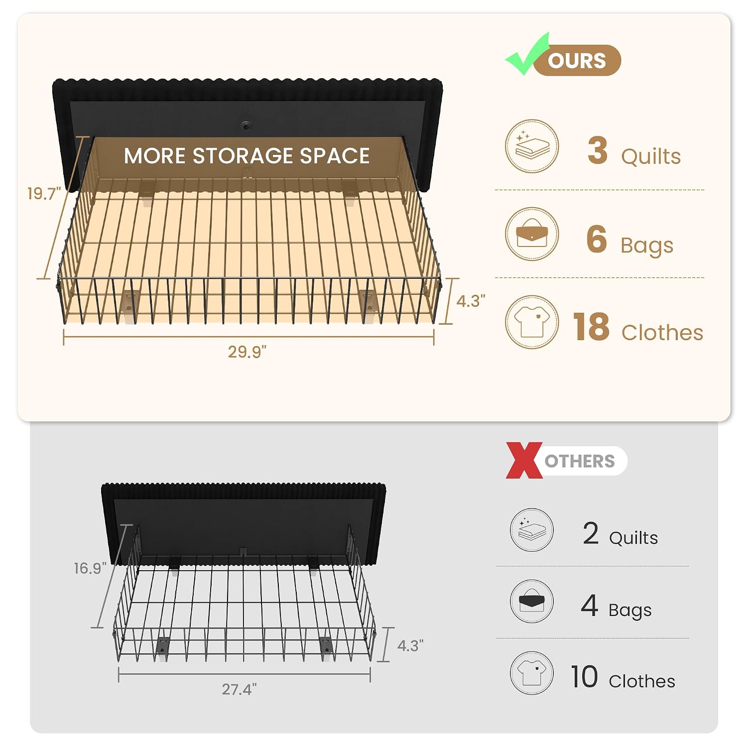 Cadre de lit King Size avec 4  - King Size Bed Frame With Storage Drawers avis et prix