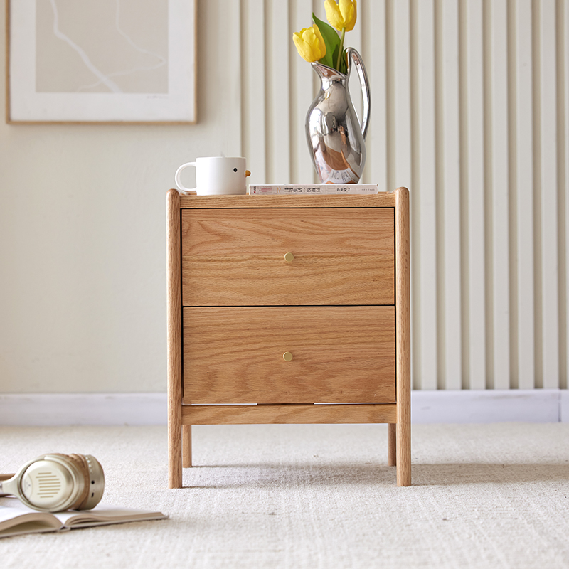 Meubles de chambre à coucher e - Solid Wood Nightstand 2 Drawers avis et prix