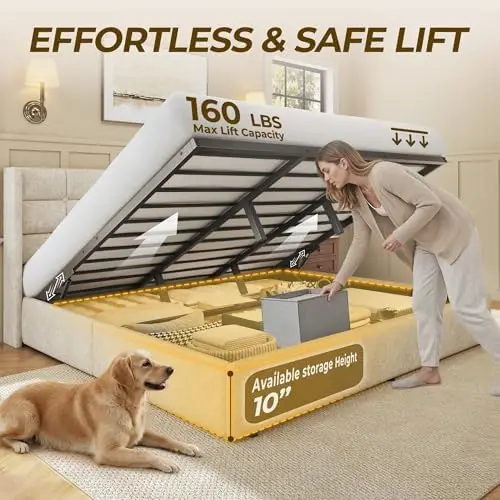 Cadre de lit king size avec ra - Gas Lift Storage Bed Hydraulic avis et prix