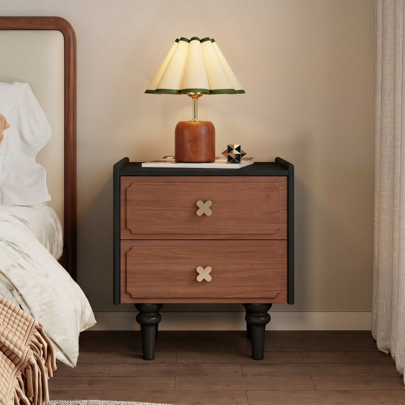 Meuble de maison en bois massi - Solid Wood Nightstand 2 Drawers avis et prix