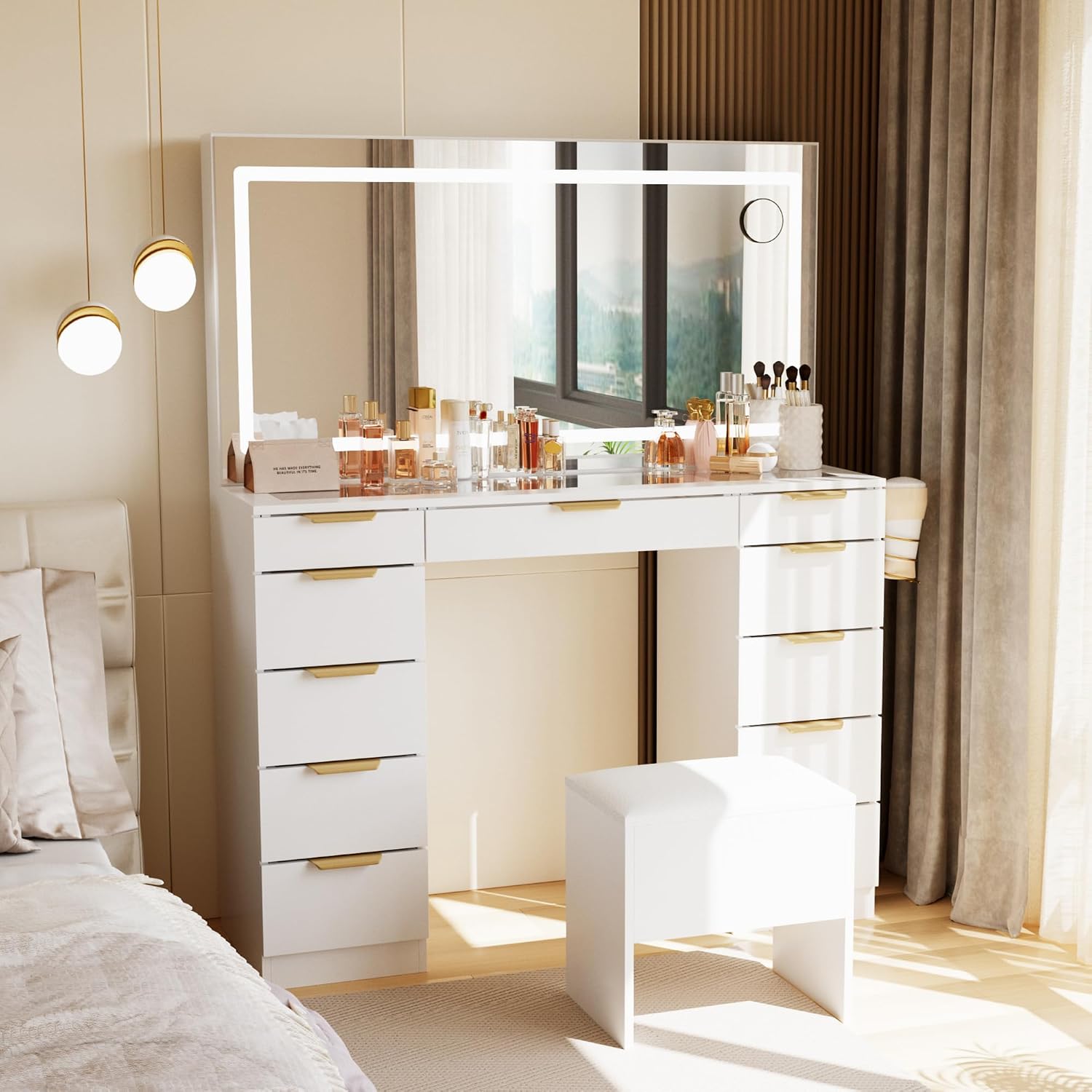 Coiffeuse en verre avec miroir - Dressing Table Vanity With Lighted Mirror avis et prix