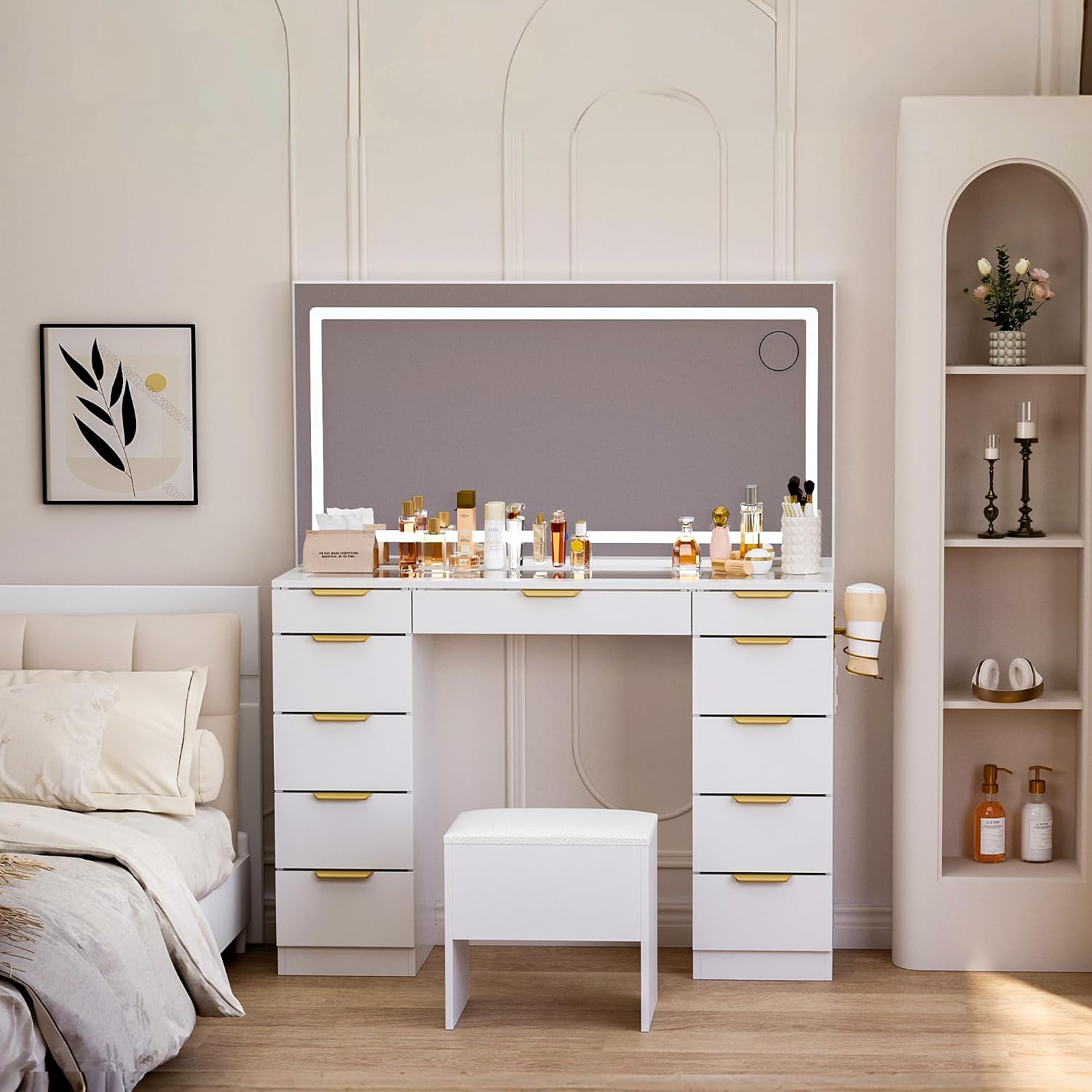 Coiffeuse en verre avec miroir - Dressing Table Vanity With Lighted Mirror avis et prix