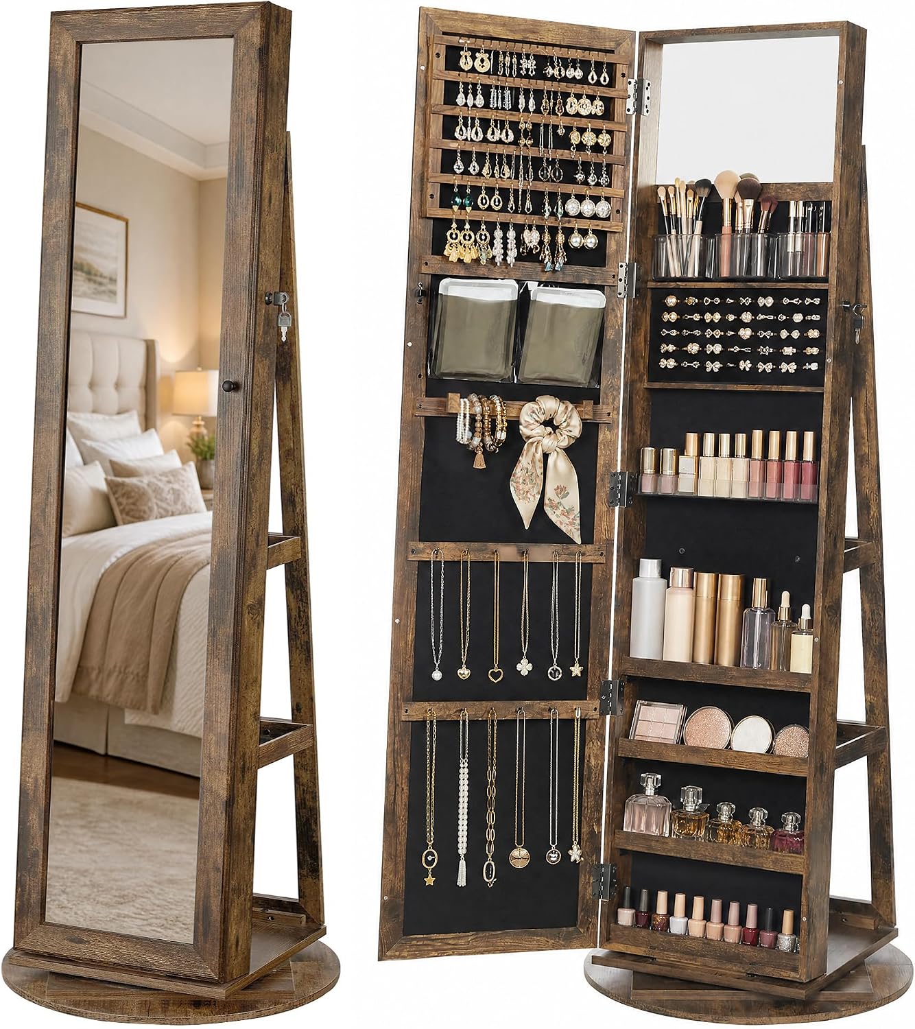 Armoire à bijoux sur pied, mir - Full Length Mirror Jewelry Armoire avis et prix