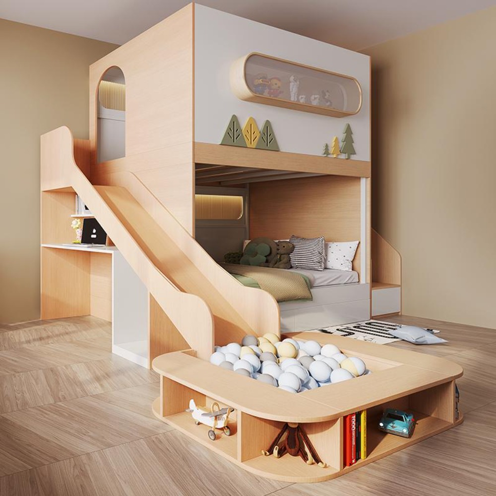 Lit superposé cabane spatiale  - Bunk Bed With Stairs And Slide avis et prix