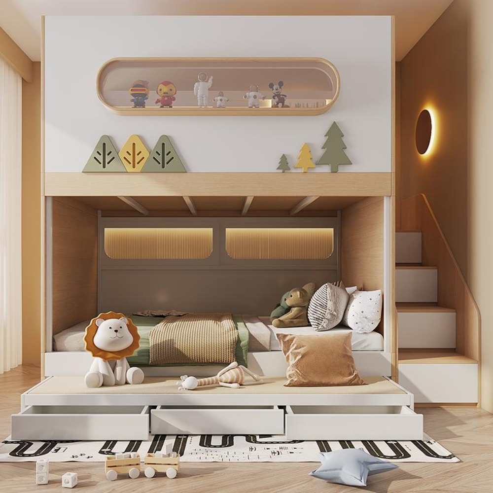 Lit superposé cabane spatiale  - Bunk Bed With Stairs And Slide avis et prix