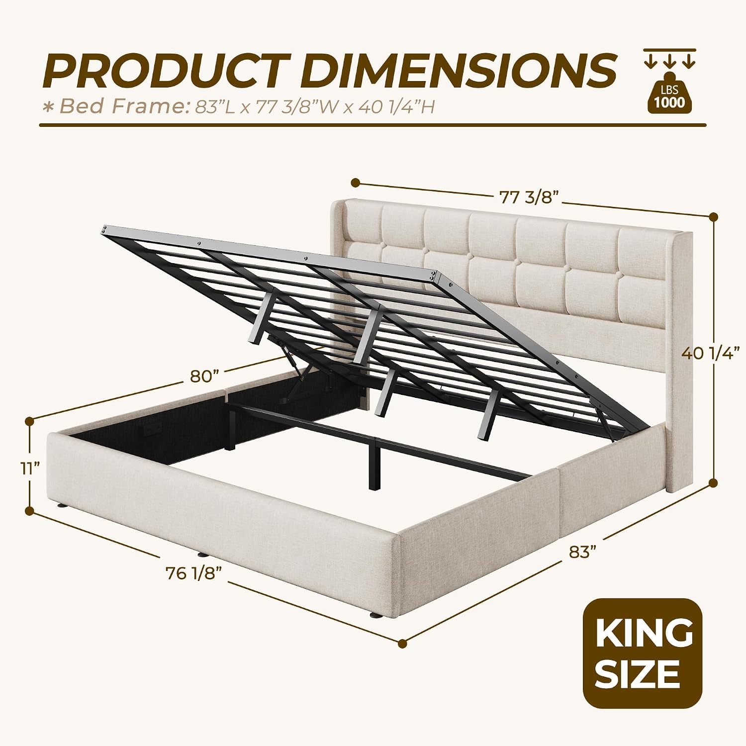 Cadre de lit King Size avec ra - Gas Lift Storage Bed Hydraulic avis et prix