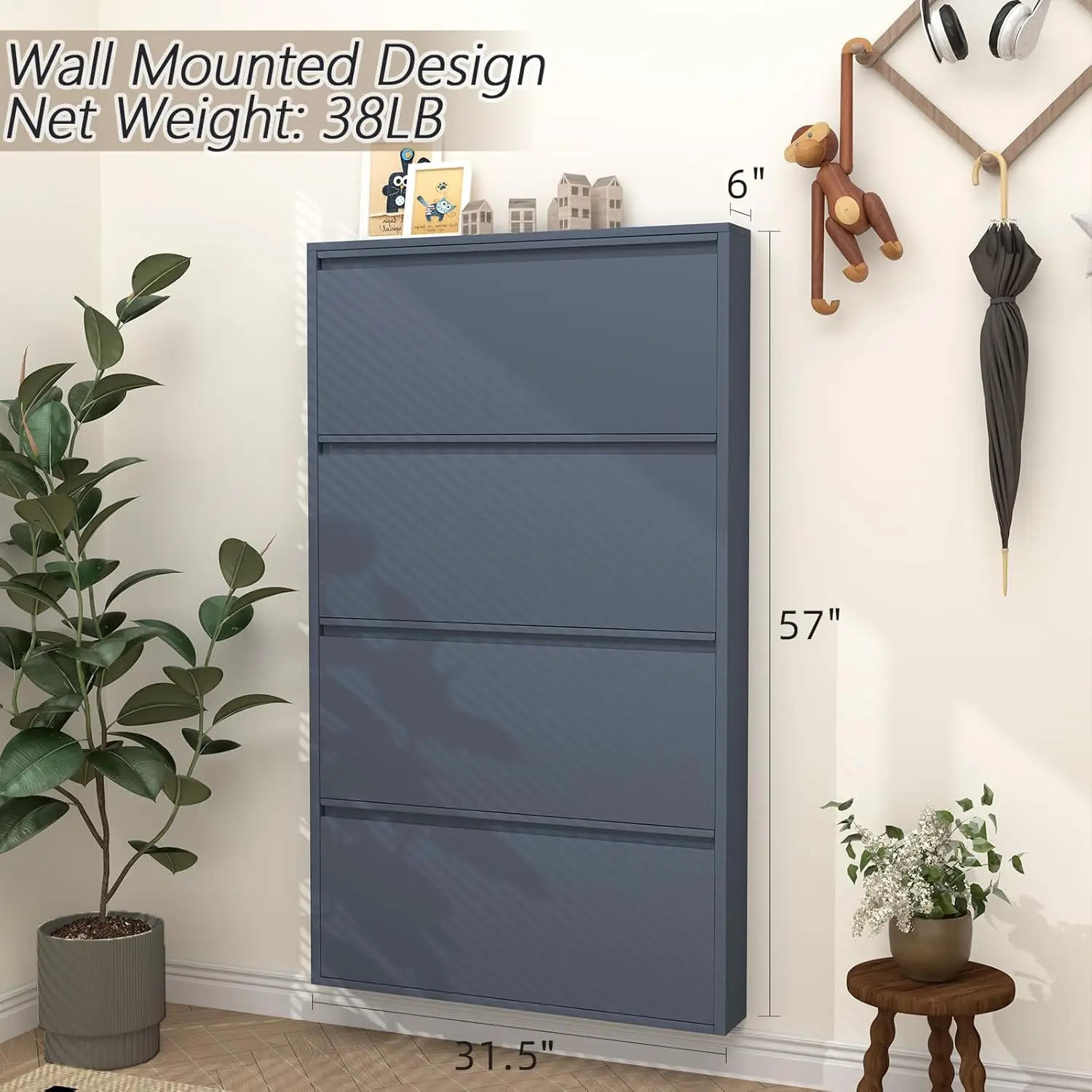Meuble à chaussures avec 4 tir - Shoe Rack Cabinet Narrow Entryway avis et prix