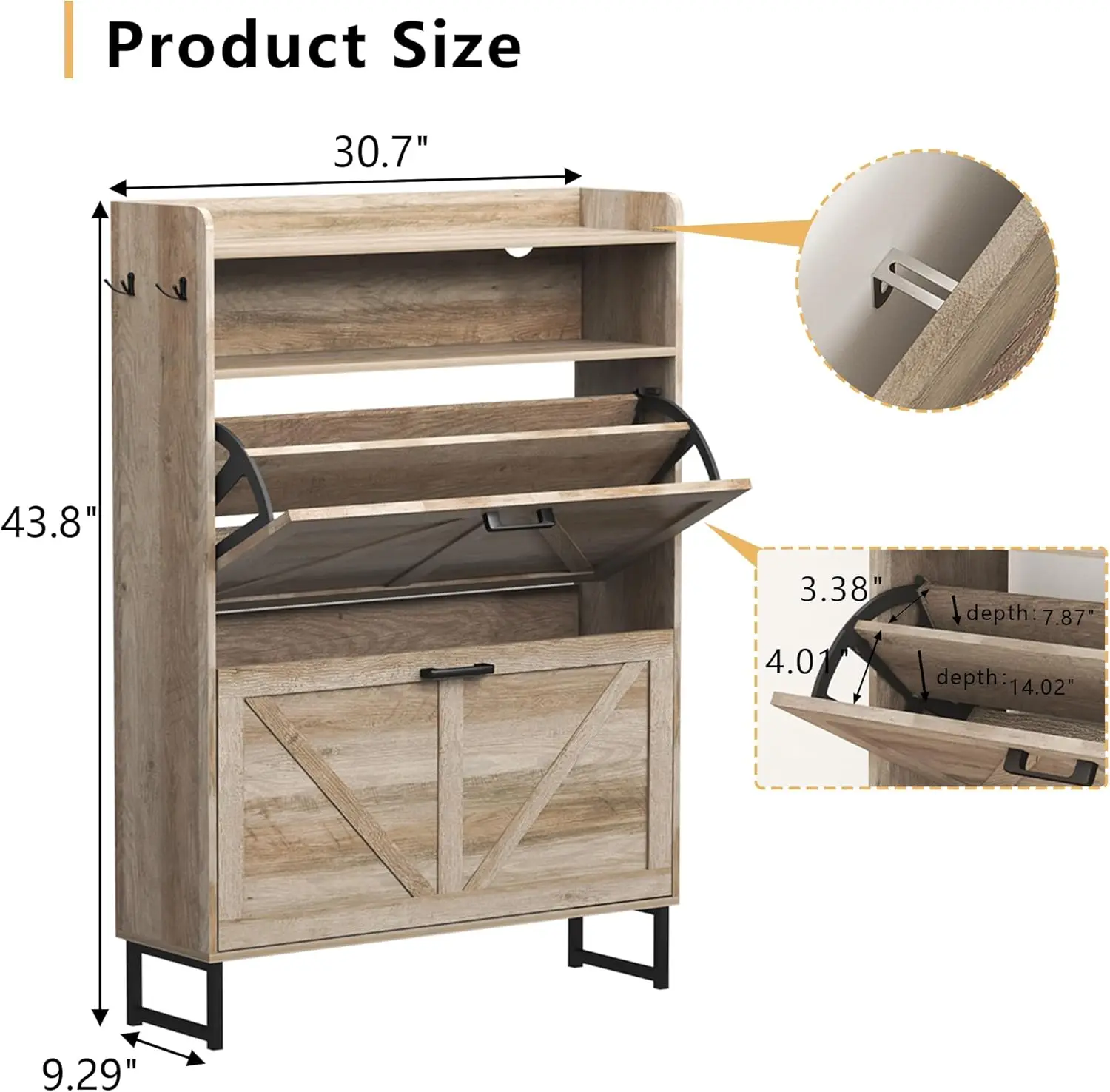 Meuble à chaussures avec 2 tir - Shoe Rack Cabinet Narrow Entryway avis et prix