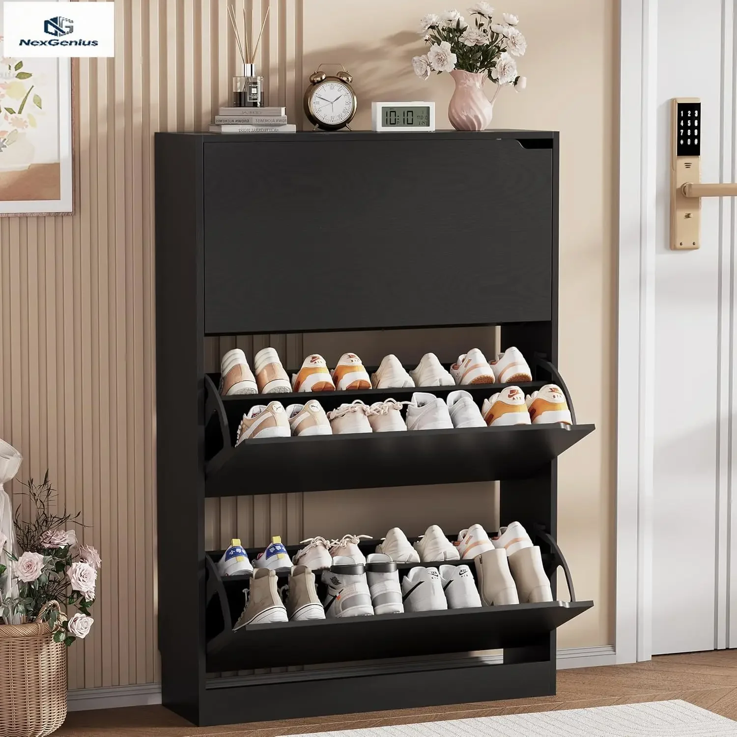 Meuble de rangement pour chaus - Shoe Rack Cabinet Narrow Entryway avis et prix