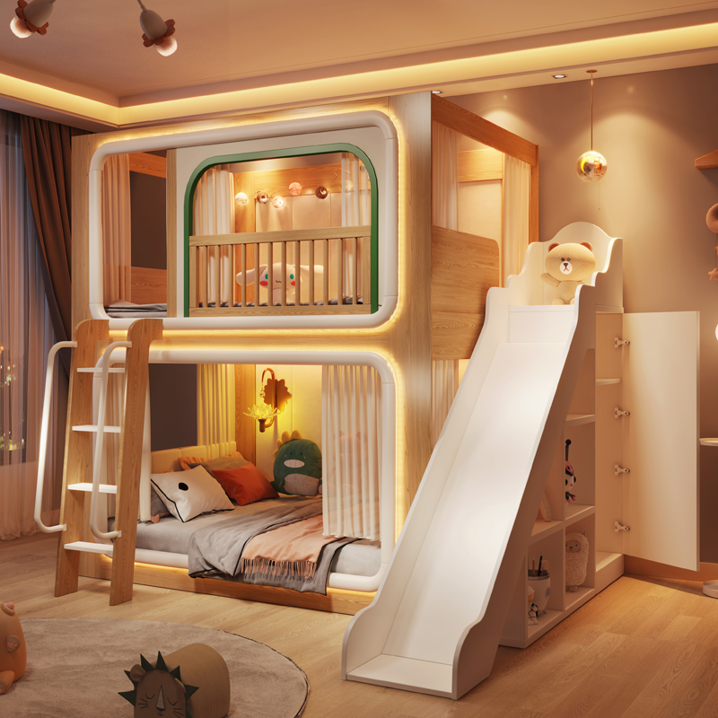 Loft Double étage enfants lits - Bunk Bed With Stairs And Slide avis et prix