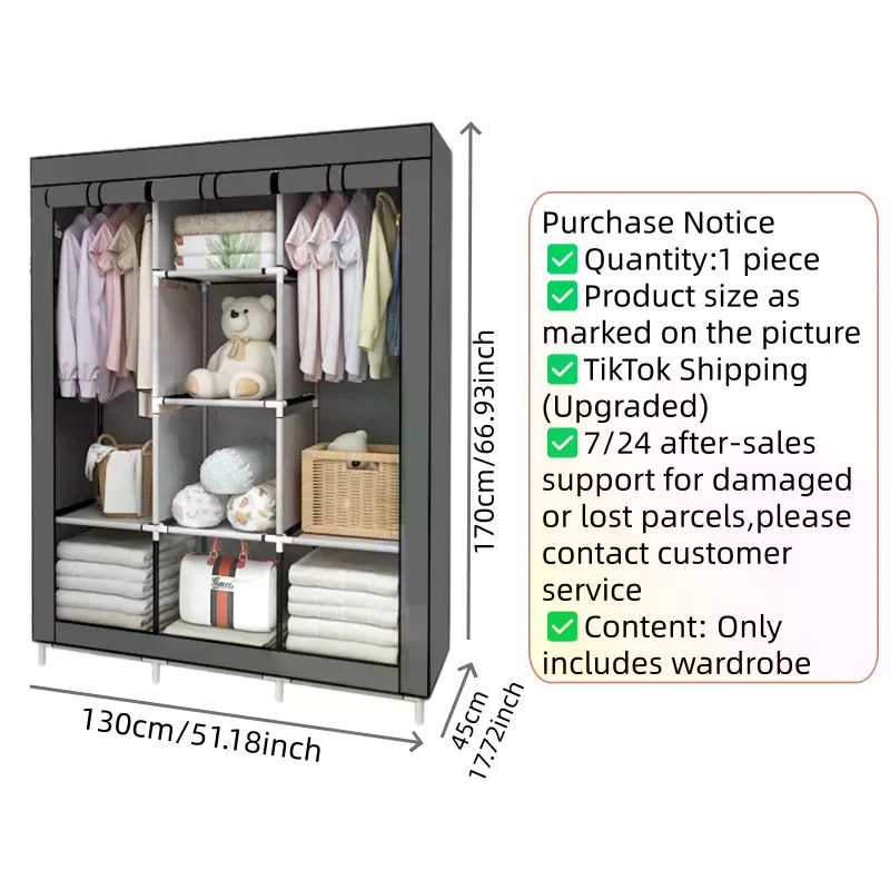 Armoire portable couverte en t - Wardrobe Closet Portable Fabric Cover avis et prix