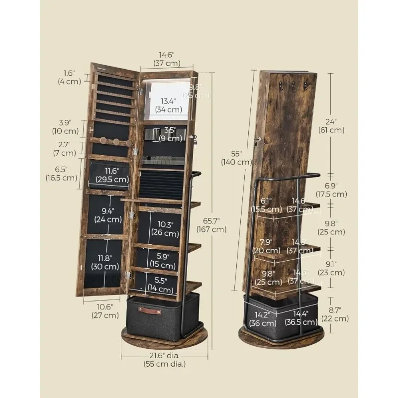 l 360 °   Armoire à bijoux piv - Full Length Mirror Jewelry Armoire avis et prix